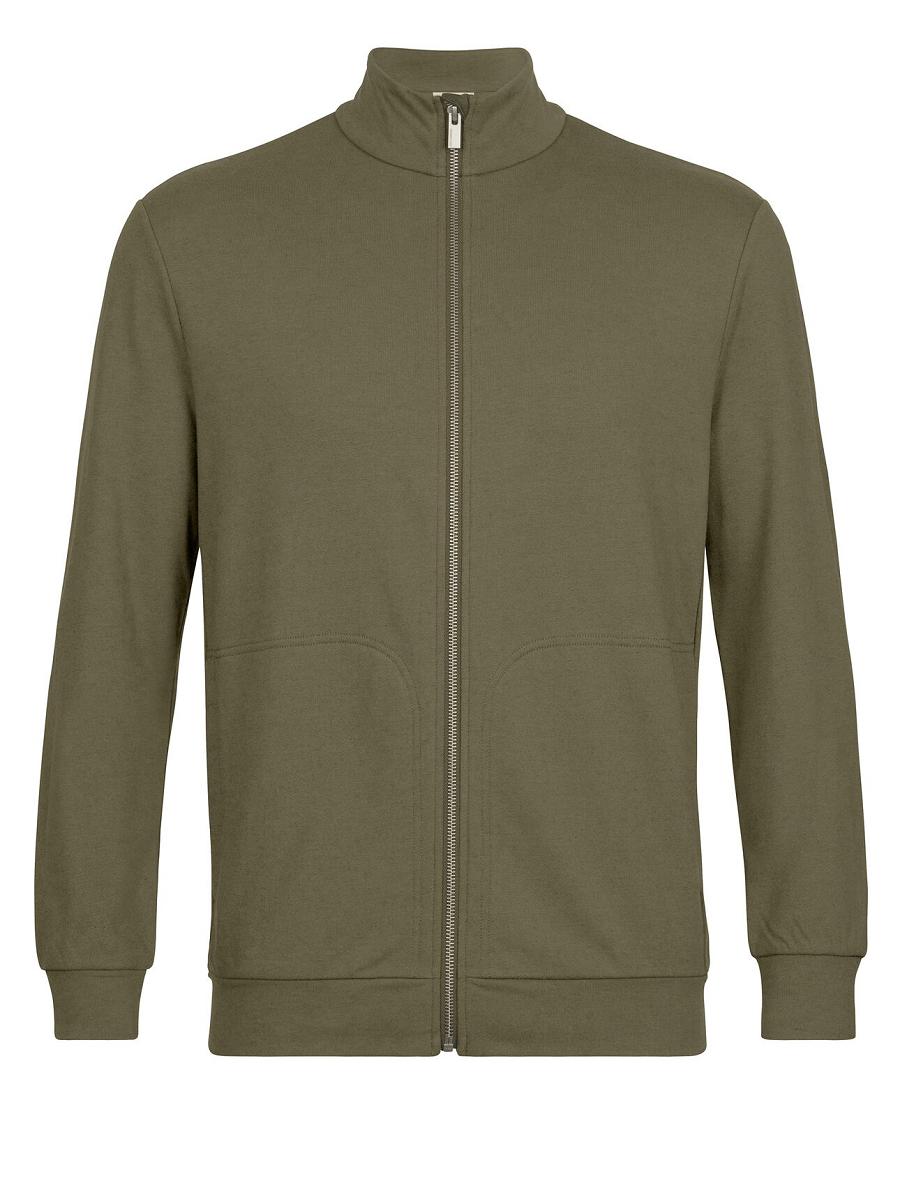 Loden Men's Icebreaker Merino Central II Long Sleeve Zip Hoodie | USA 1280PJJQ